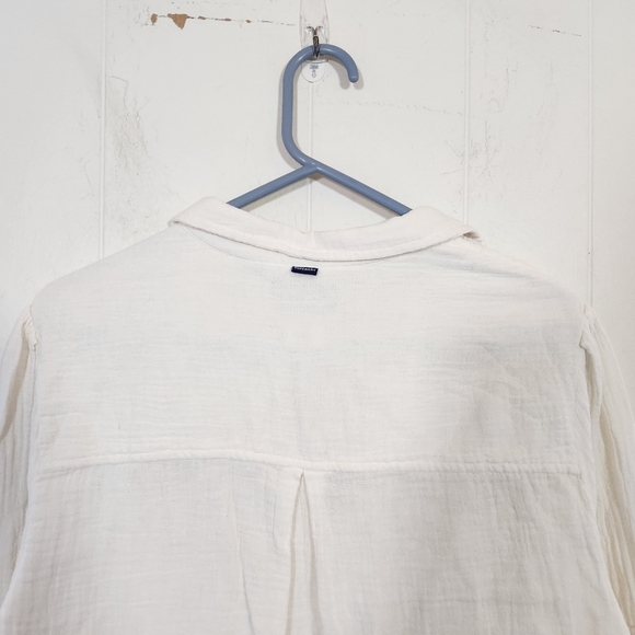 SuperDry Penny Collar Shirt Blouse in Oatmeal Size 10 Lightweight gauzy - Picture 5 of 16